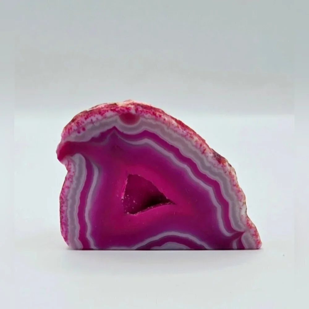 Dyed Pink Agate Druzy Geode – Crystal Cave Slice